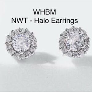🎁NWT - WHBM - CZ Halo Stud Earrings / Christmas / Holiday Party / Gift